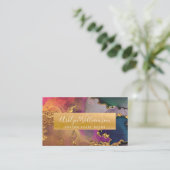Modern marmer waterverf goud paars blauw schrift visitekaartje (Staand voorkant)