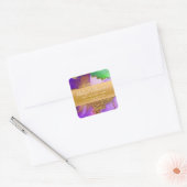 Modern marmer waterverf goud paars groen script vierkante sticker (Envelop)