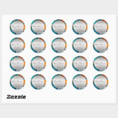 Modern marmer waterverf zilverturquoise oranje ronde sticker (Vel)