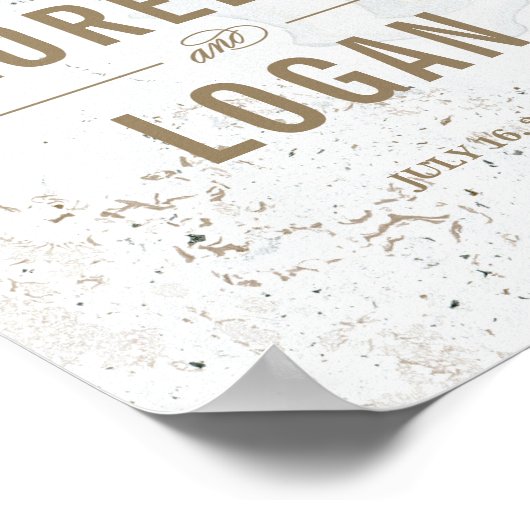 Modern marmer Wedding Welcome Sign | Zwart Poster (Hoek)