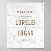 Modern marmer Wedding Welcome Sign | Zwart Poster (Voorkant)