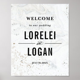 Modern marmer Wedding Welcome Sign | Zwart Poster