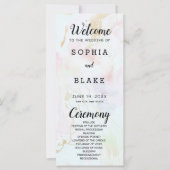 Modern marmer wit roze blauw bruiloft programma (Voorkant)