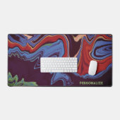 Modern Marmeren Blauw Rood Abstract Kleurrijk Cust Bureaumat (Keyboard & Muis)