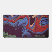 Modern Marmeren Blauw Rood Abstract Kleurrijk Cust Bureaumat (Voorkant)
