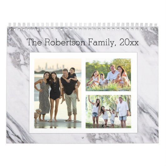Modern marmeren fotocollage 36-Afbeelding familie Kalender (Hoes)