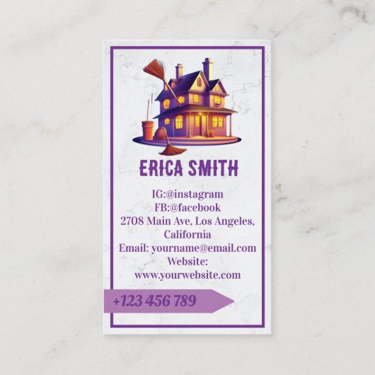 Modern Marmeren Huis Schoonmaak Maid Service Logo Visitekaartje (Achterkant)