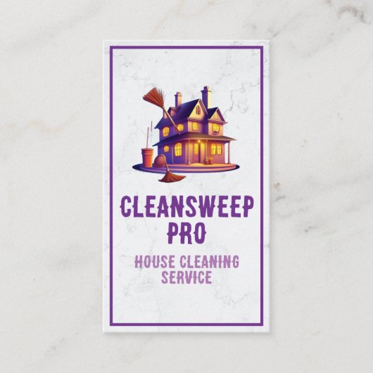 Modern Marmeren Huis Schoonmaak Maid Service Logo Visitekaartje (Voorkant)