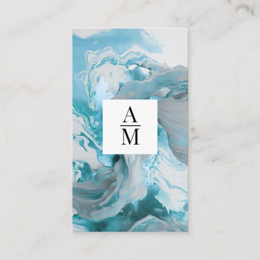 Modern Marmeren Monogram Visitekaartje (Voorkant)