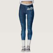 Modern marmeren patroon l Navy blauw l Workout Leggings (Voorkant)