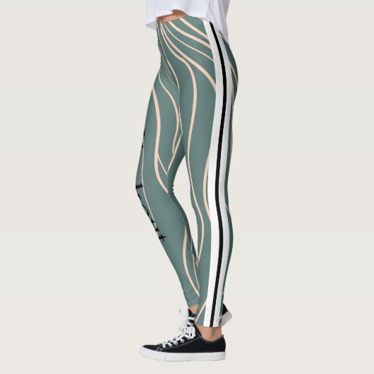 Modern marmeren patroon roze en turquoise l Leuk Leggings (Links)