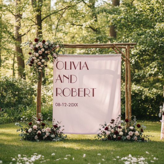 Modern maroon bord roze esthetische bruiloft achte wandkleed