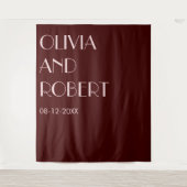 Modern maroon bord roze esthetische bruiloft achte wandkleed (Voorkant)