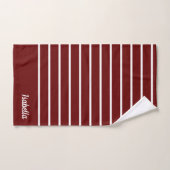 Modern maroon Deep Red Name Script Stripes Bad Handdoek (Handdoek)