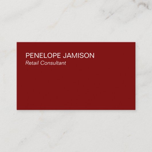 Modern Maroon en wit Visitekaartje (Voorkant)