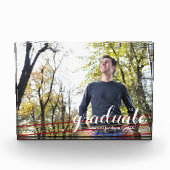 Modern maroon & Gold Striped Afstuderen fotoblok (Voorkant)