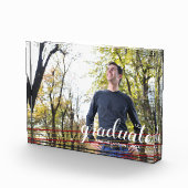 Modern maroon & Gold Striped Afstuderen fotoblok (Rechts)