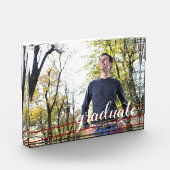 Modern maroon & Gold Striped Afstuderen fotoblok (Links)