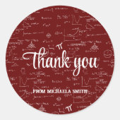 Modern Maroon Math Graduation Thank You Ronde Sticker (Voorkant)