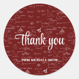 Modern Maroon Math Graduation Thank You Ronde Sticker
