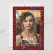 Modern Maroon Math Script Photo Graduation Bedankkaart (Voorkant)