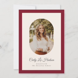 Modern Maroon Oval High School Photo Graduate Aankondiging