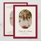 Modern Maroon Oval High School Photo Graduate Aankondiging (Voorkant / Achterkant)