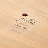 Modern Maroon Pet High School Afstudeerfeest Acryl Uitnodigingen (Laagn)