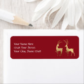 Modern Maroon Red en Gold Deer Holiday Etiket (Insitu)