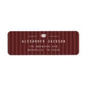 Modern Maroon Stripes Graduation Return Address Etiket (Voorkant)