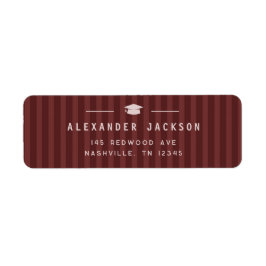 Modern Maroon Stripes Graduation Return Address Etiket