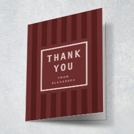 Modern Maroon Stripes Graduation Thank You Bedankkaart