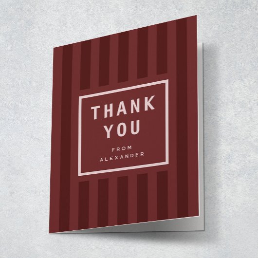 Modern Maroon Stripes Graduation Thank You Bedankkaart