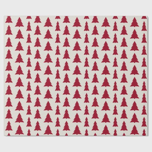 Modern Maroon Trees Pattern op Faux Beige Canvas Cadeaupapier (Vlak)