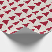 Modern Maroon Trees Pattern op Faux Beige Canvas Cadeaupapier (Hoek)