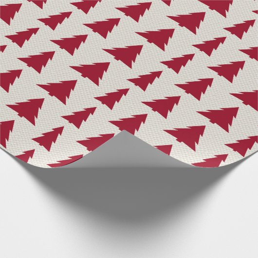 Modern Maroon Trees Pattern op Faux Beige Canvas Cadeaupapier (Hoek)