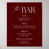 Modern Maroon Wedding Bar  Poster (Voorkant)