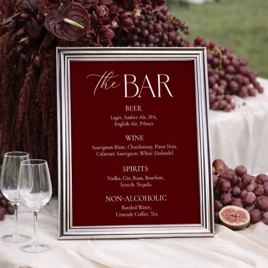 Modern Maroon Wedding Bar  Poster