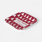 Modern Maroon White Tree Patroon Kerstfeest Papieren Bordje (Gebogen)