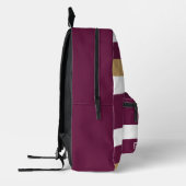 Modern Maroon Wit en Goud Vet Gestreept Bedrukte Rugzak (Links)