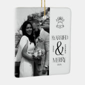 Modern Married and Merry Newlywed Bow Christmas Keramisch Ornament (Rechts)
