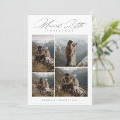 Modern Married Little Christmas Newlywed Photo Feestdagenkaart (Staand voorkant)