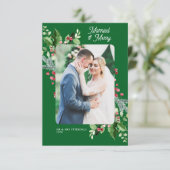 Modern Married & Merry huwelijksaankondiging Bedankkaart (Staand voorkant)