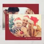 Modern Marsala en White 2-fotokerstmis Feestdagenkaart (Voorkant / Achterkant)