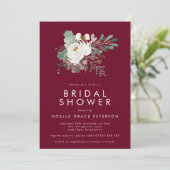 Modern Marsala Winter Floral Bouquet Vrijgezellenf Kaart (Staand voorkant)