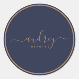 modern marvy blue gold Signature Ronde Sticker