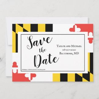 Modern Maryland Flag Save The Date