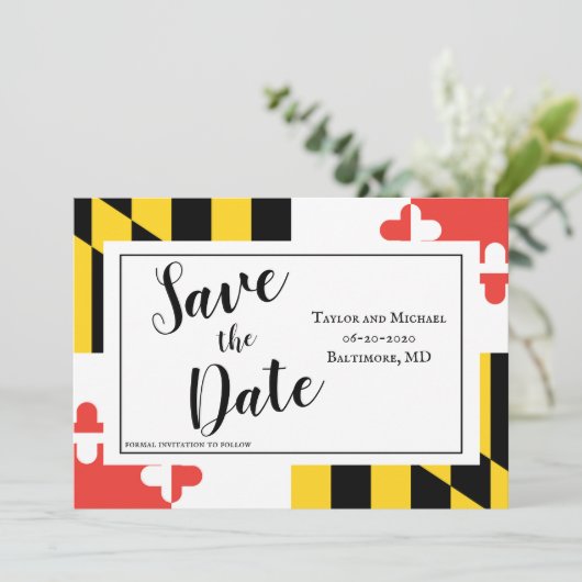 Modern Maryland Flag Save The Date (Staand voorkant)