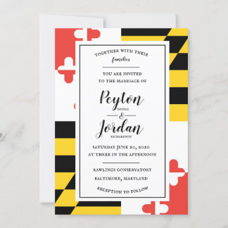 Modern Maryland Flag Wedding Invitation Kaart