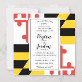 Modern Maryland Flag Wedding Magnetic Uitnodiging Magnetische Uitnodiging (Voorkant)